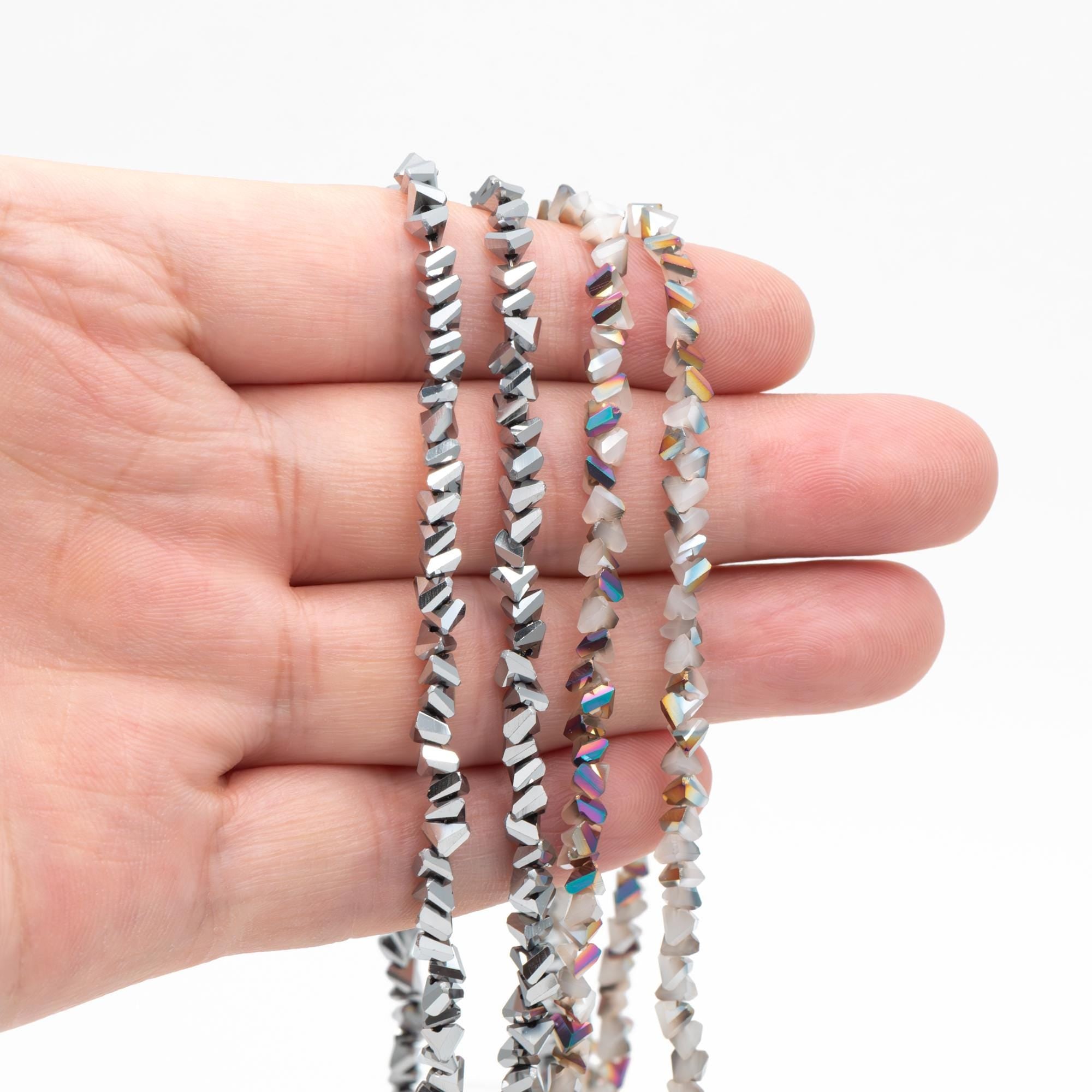 Crystal Triangle Spacer Beads 4mm, Faceted Glass Triangle Beads, (TS-92)/ 115 beads